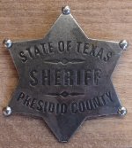 Sheriff State of Texas Presidio County badge