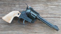 Maverick 45 western toy cap gun special black plating tan swirl grips
