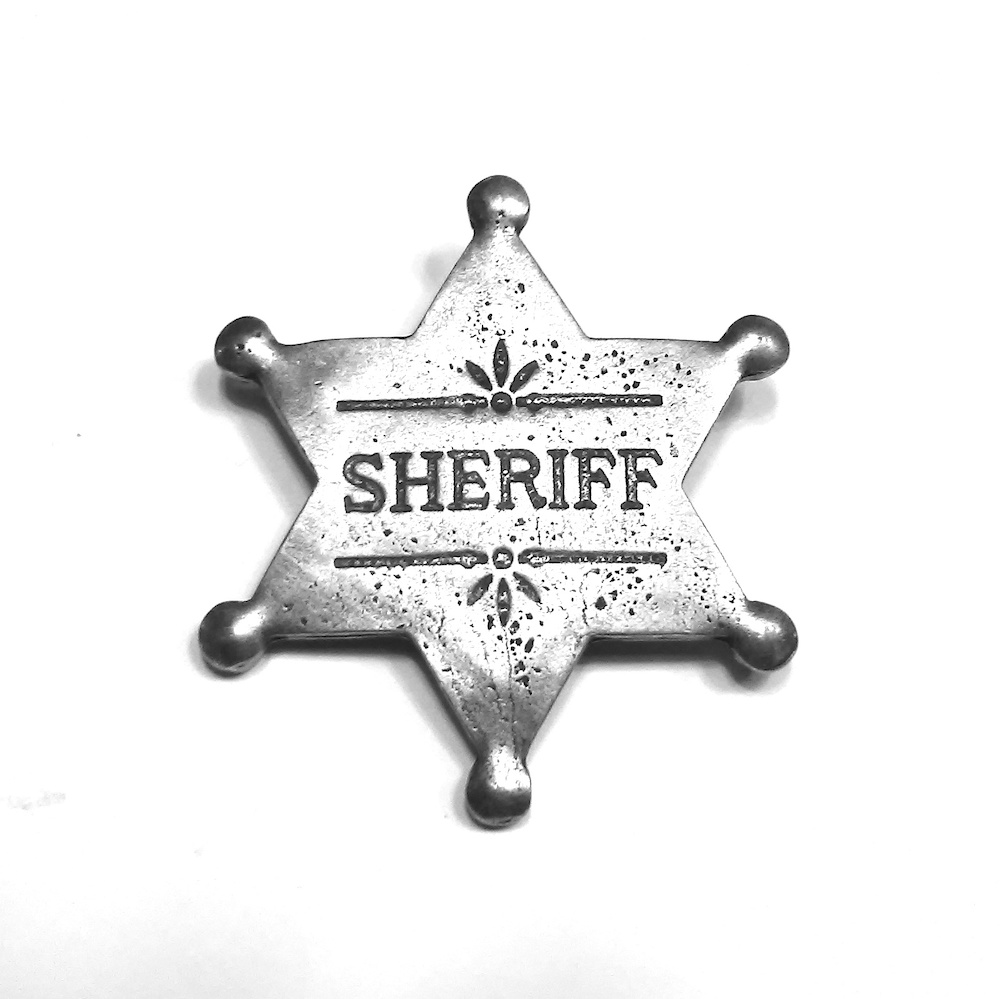 6 METAL SHERIFF BADGES COWBOY LAWMAN WILD WEST GOODY BAG CARNIVAL TOYS 