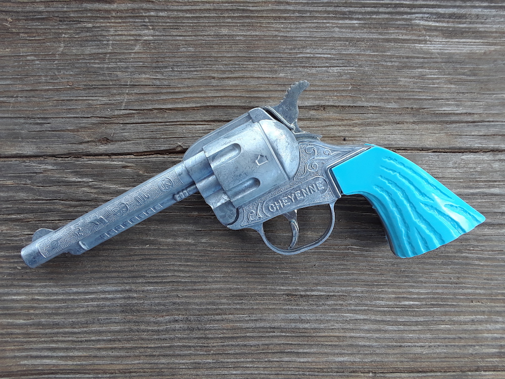 Cheyenne toy cap gun pistol relic series blue grips