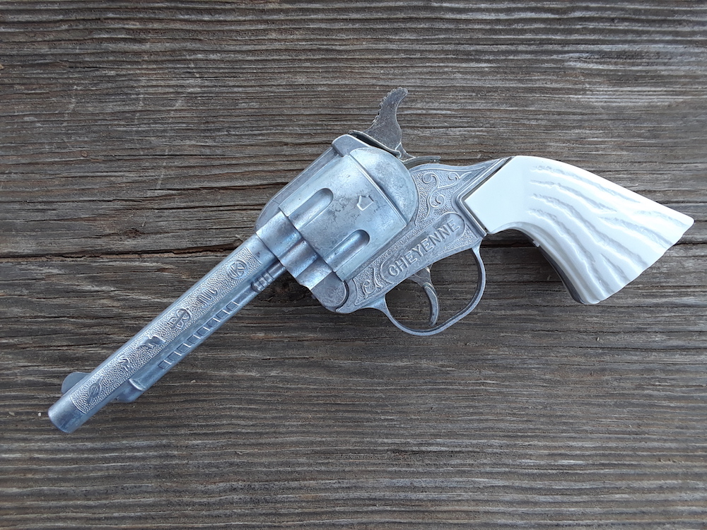 Cheyenne toy cap gun pistol relic series white grips
